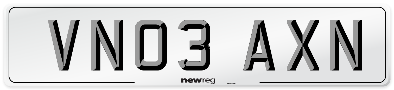 VN03 AXN Number Plate from New Reg